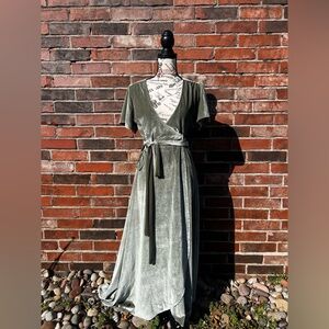 Baltic Born Sparkly Sage Velvet Maxi Dress